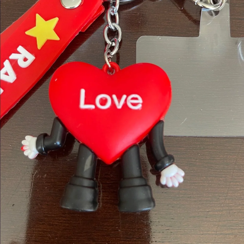 Bunny Red Heart Love Keychain Rainbow Strap purse charm cell phone charm nwt